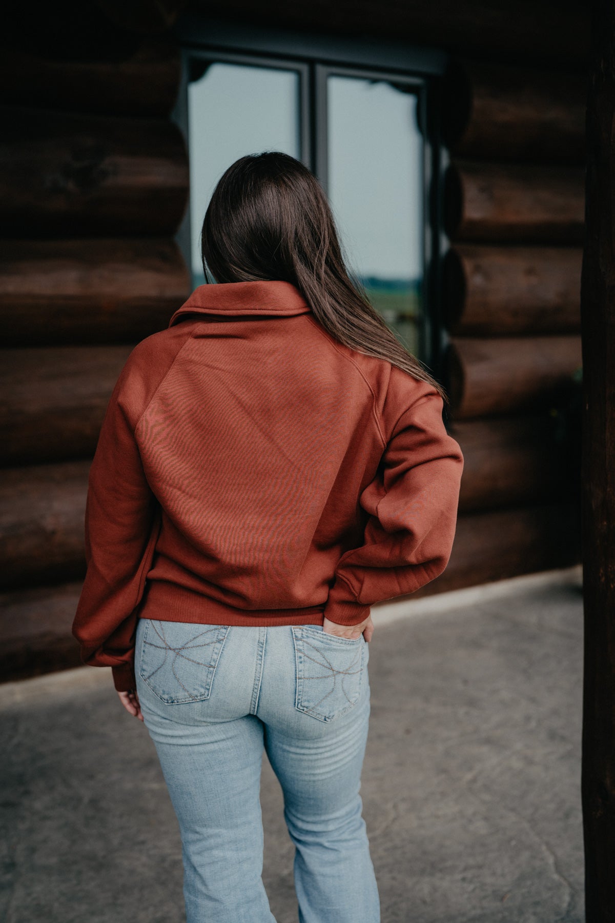 'Palli' Women's Burnt Orange Horse 1/4 Zip by Wrangler