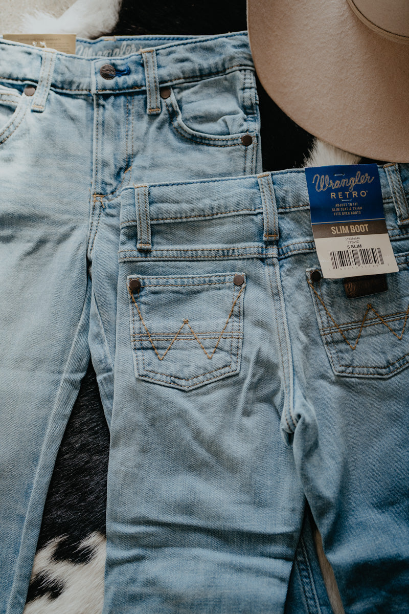 'Jackson' Boys Wrangler Light Wash Retro Slim Bootcut (2T-16, Reg. & Slim)