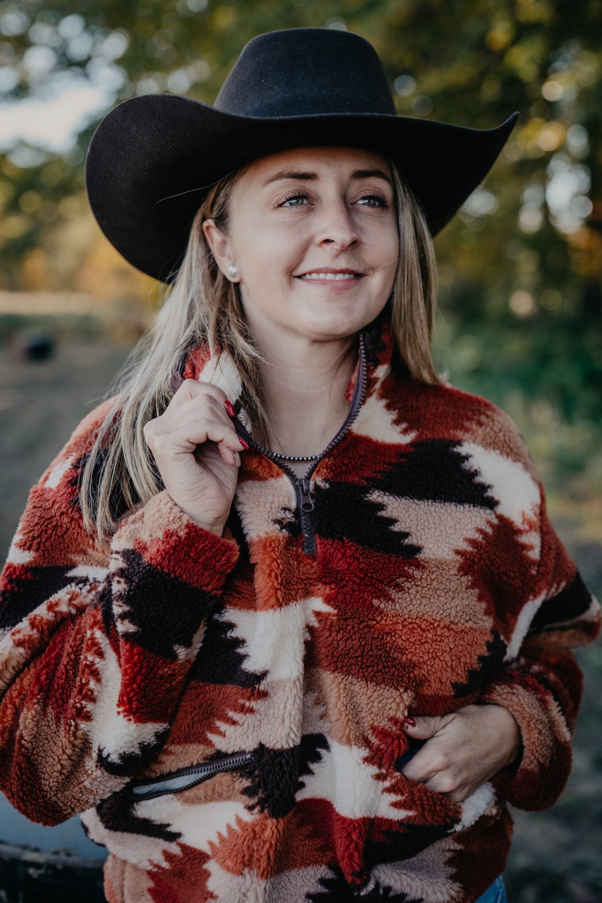 'Patches' Women's Hexagon Brown Patchwork Sherpa Sweater by Rock & Roll