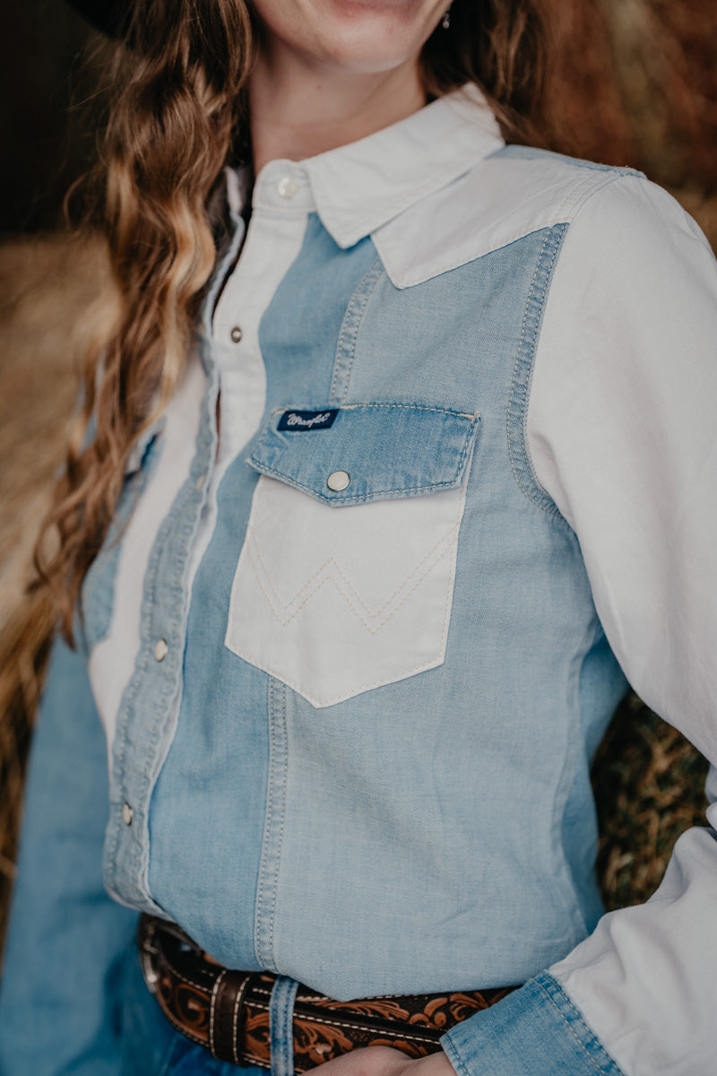 'Tilly' Wrangler Women's Snap Pieced Denim Top (XS-XXL) 112374832