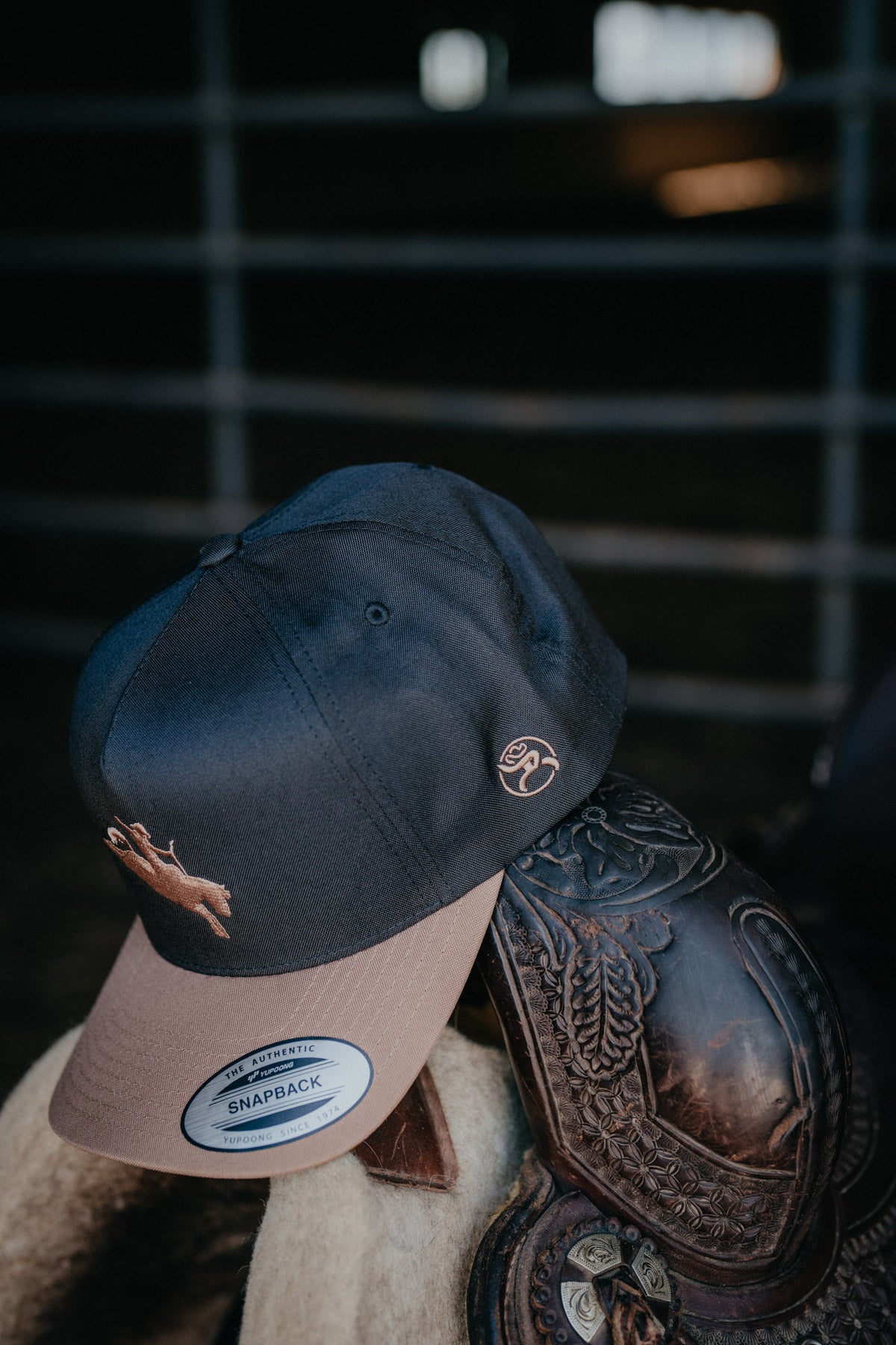 'Whit' Black/Tan Bill 5-Panel Trucker Hat with Tan Logo by Hooey