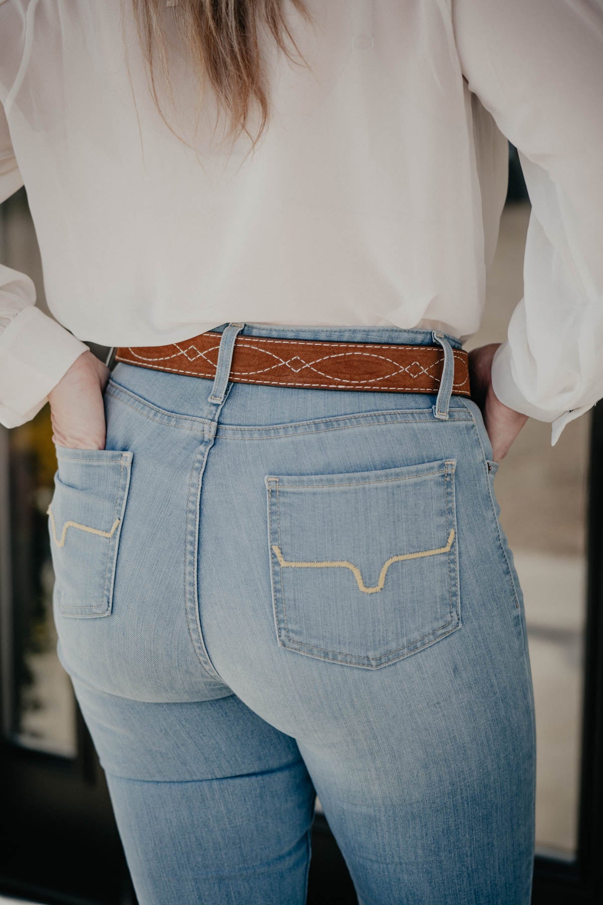 Camel Suede Figure 8 Belt by Double J (1 1/2")