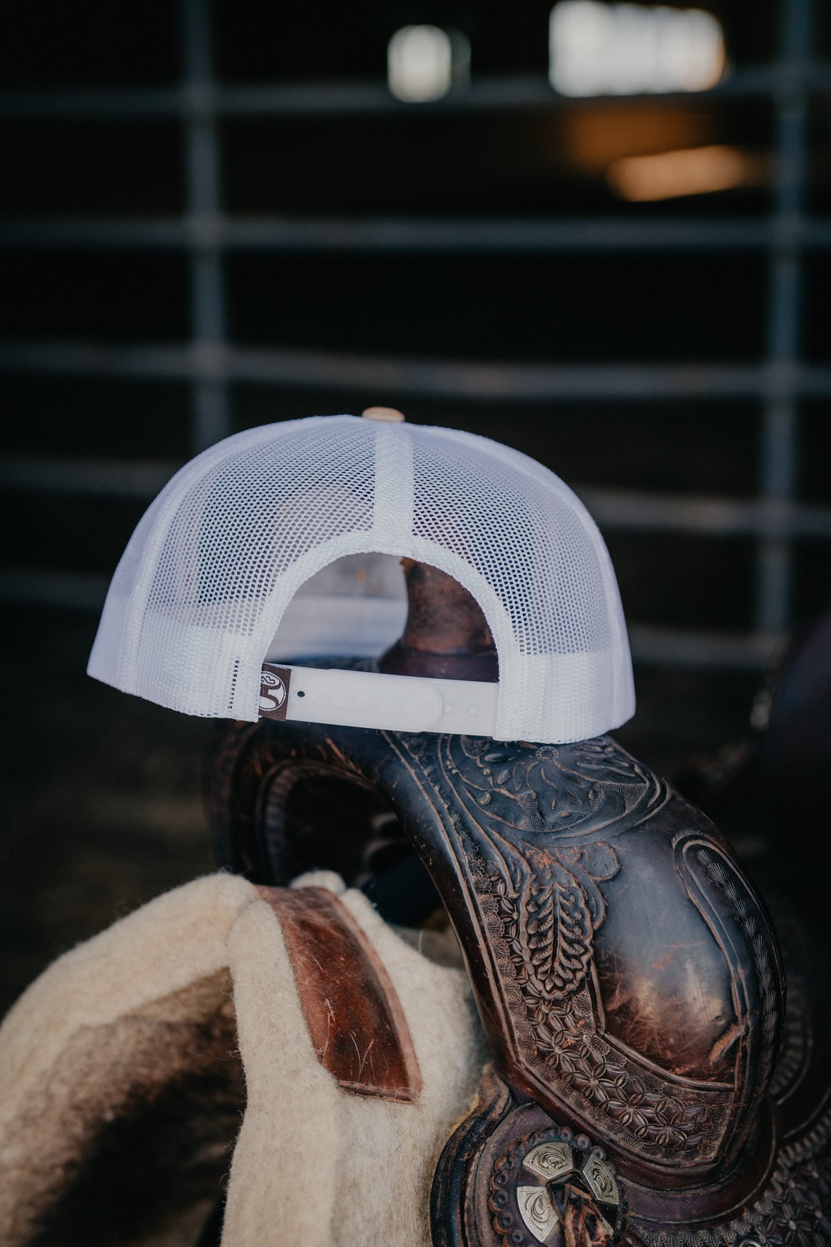 'Salado' Tan/White 5-Panel Trucker Hat with White/Black/Tan Patch By Hooey