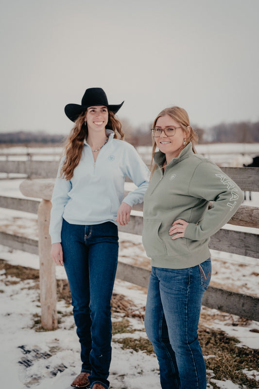 'Fiona' Women's Ariat Foundation Logo 1/2 Zip Sweatshirt (XS-XXL)