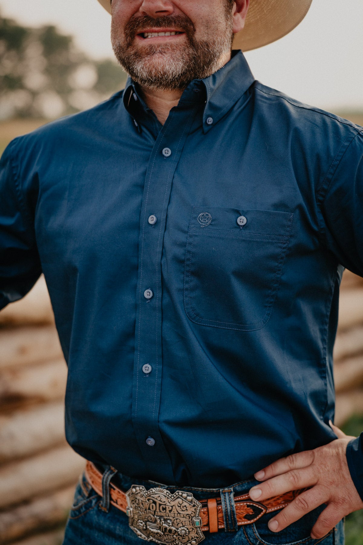 'Earl' Men's Deep Blue Button Up by Wrangler George Strait (S-XXL)