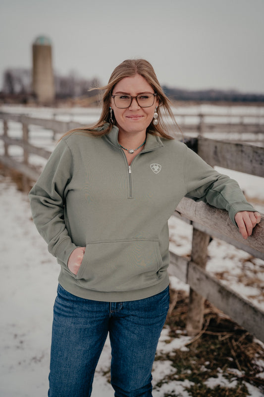 'Fiona' Women's Ariat Foundation Logo 1/2 Zip Sweatshirt (XS-XXL)