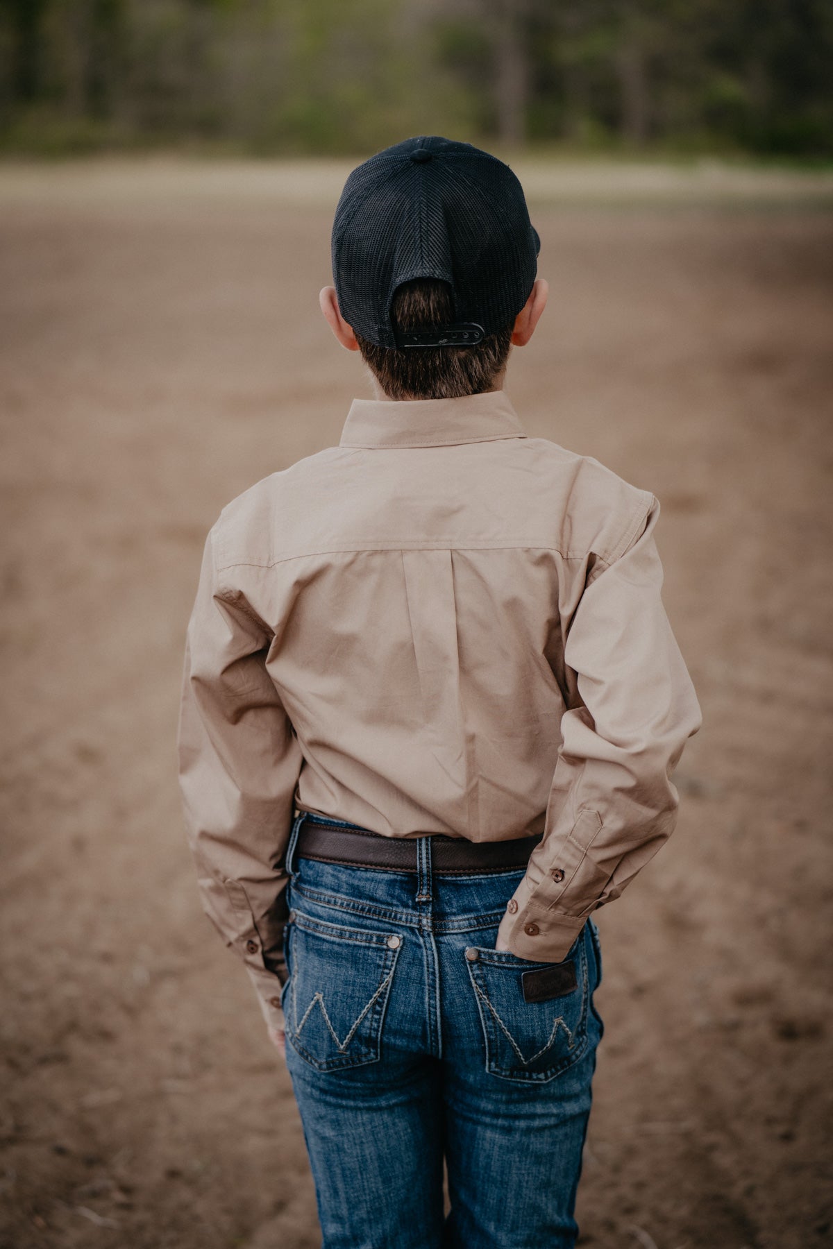 'Tuck' CINCH Boy's Solid Khaki Long Sleeve Button Up (XS-XL)