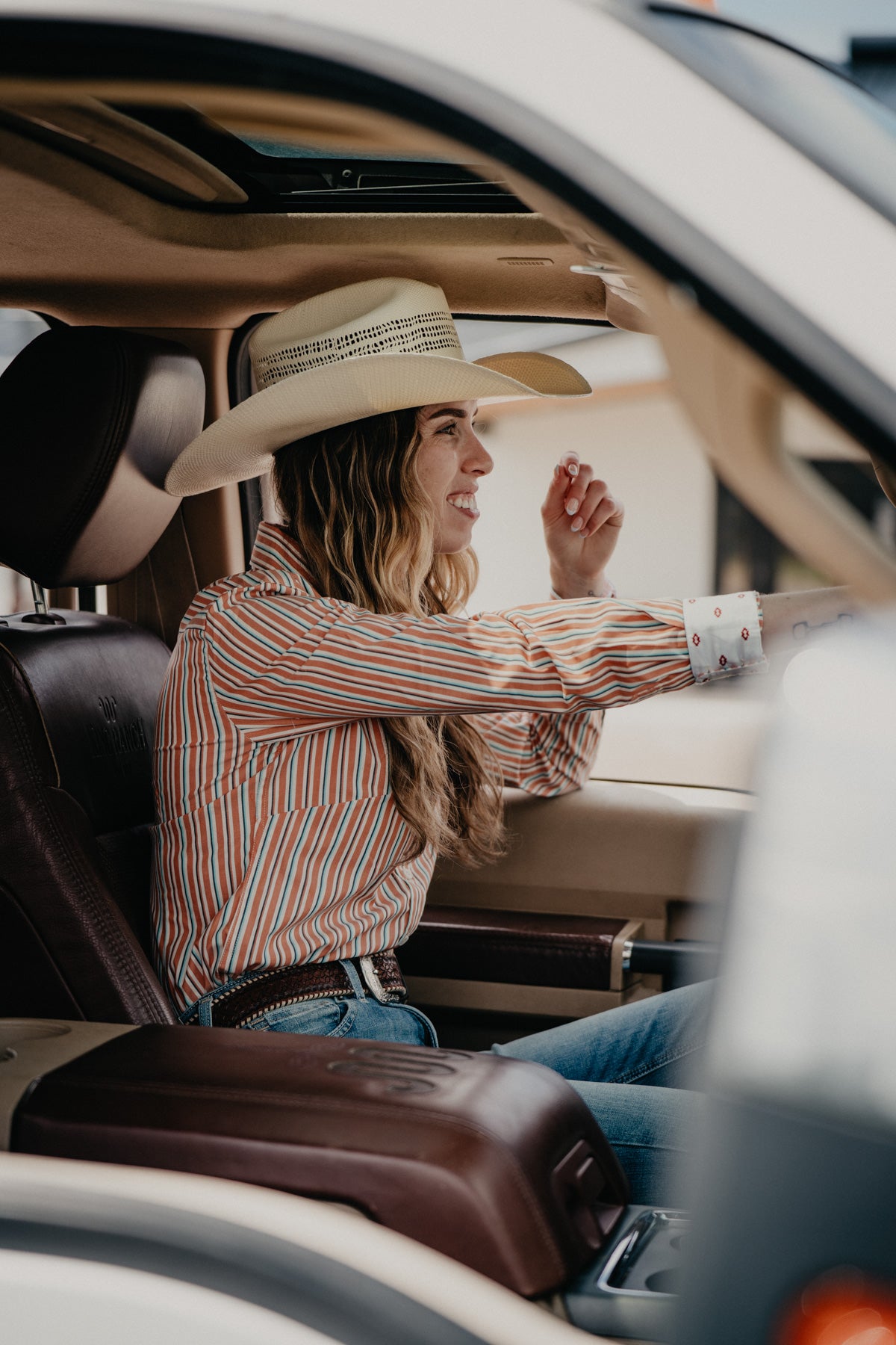 'Irene' Women's Kirby Orange Pinstripe Long Sleeve Shirt (XS-XL)