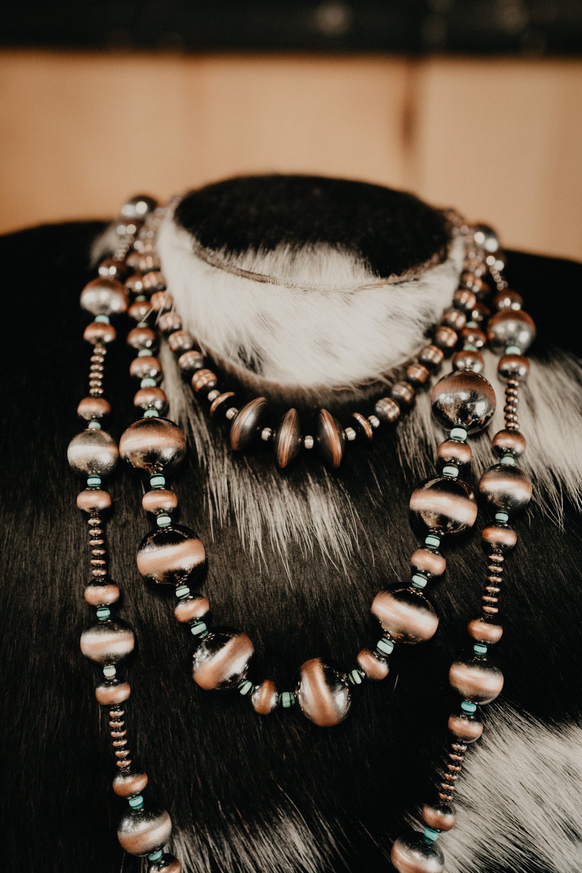 16” Copper Navajo Pearl Disk Necklace
