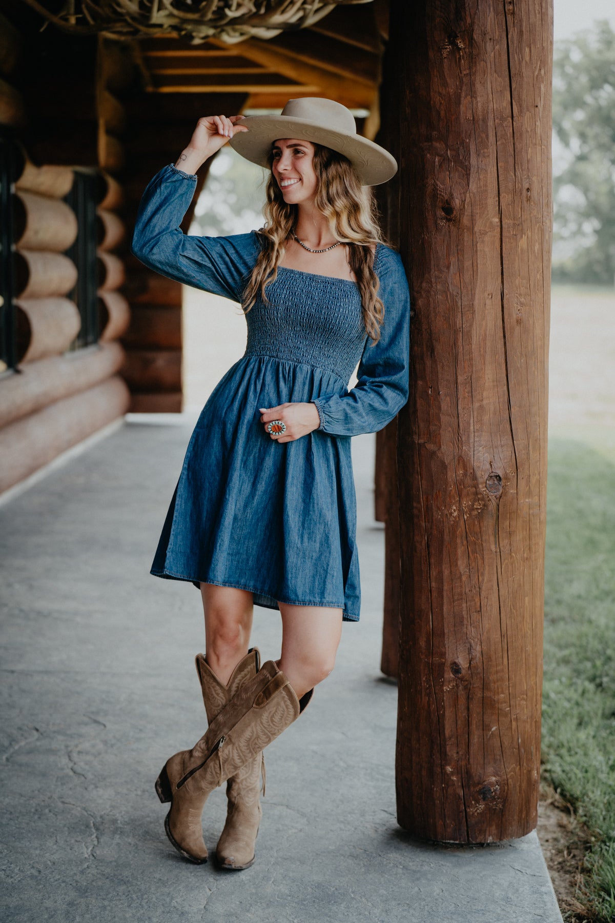 'Jemma' Square Neck Denim Dress by Wrangler (S-XXL)