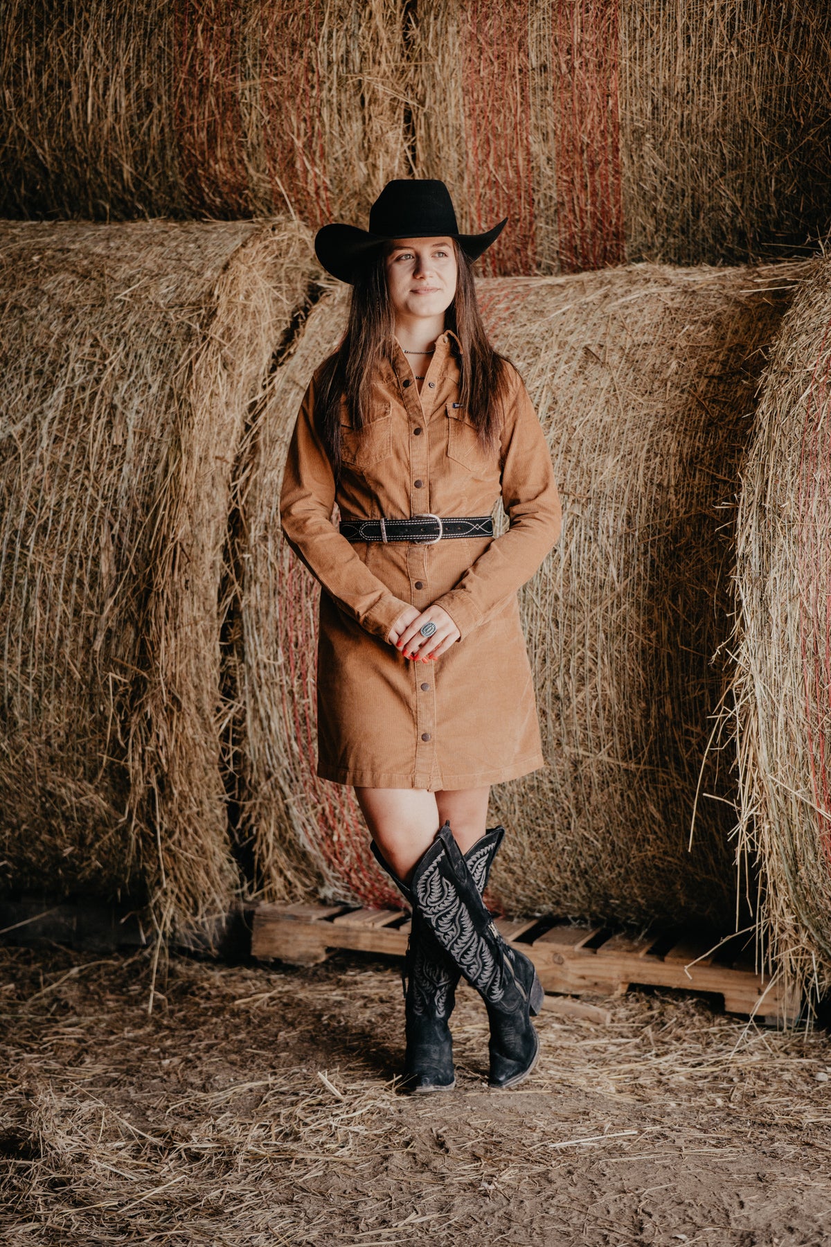 'Miranda' Women's Wrangler Brown Corduroy Dress (S-XXL)