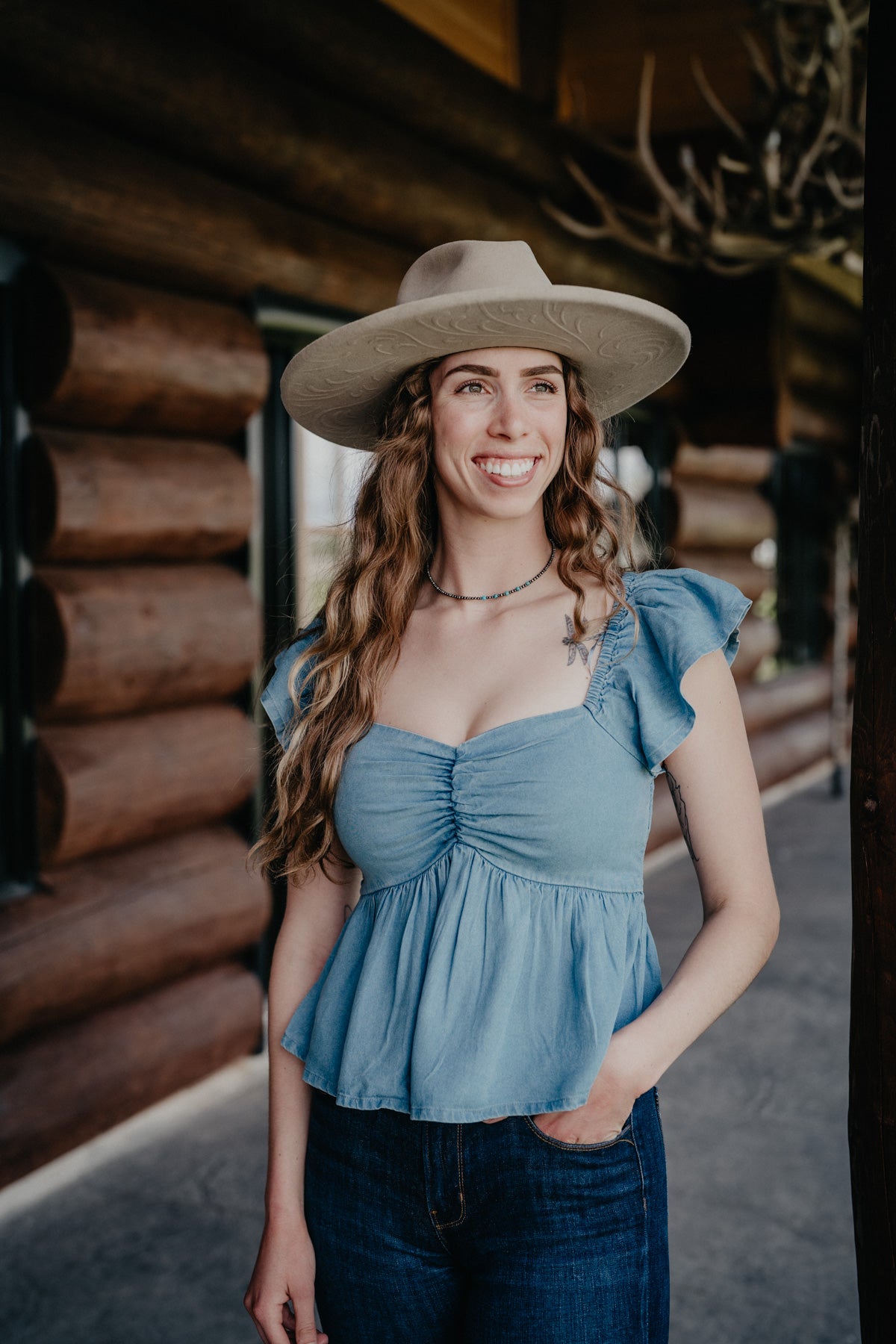 'Endless Summer' Tencel Blue Peasant Top (S - XXL)