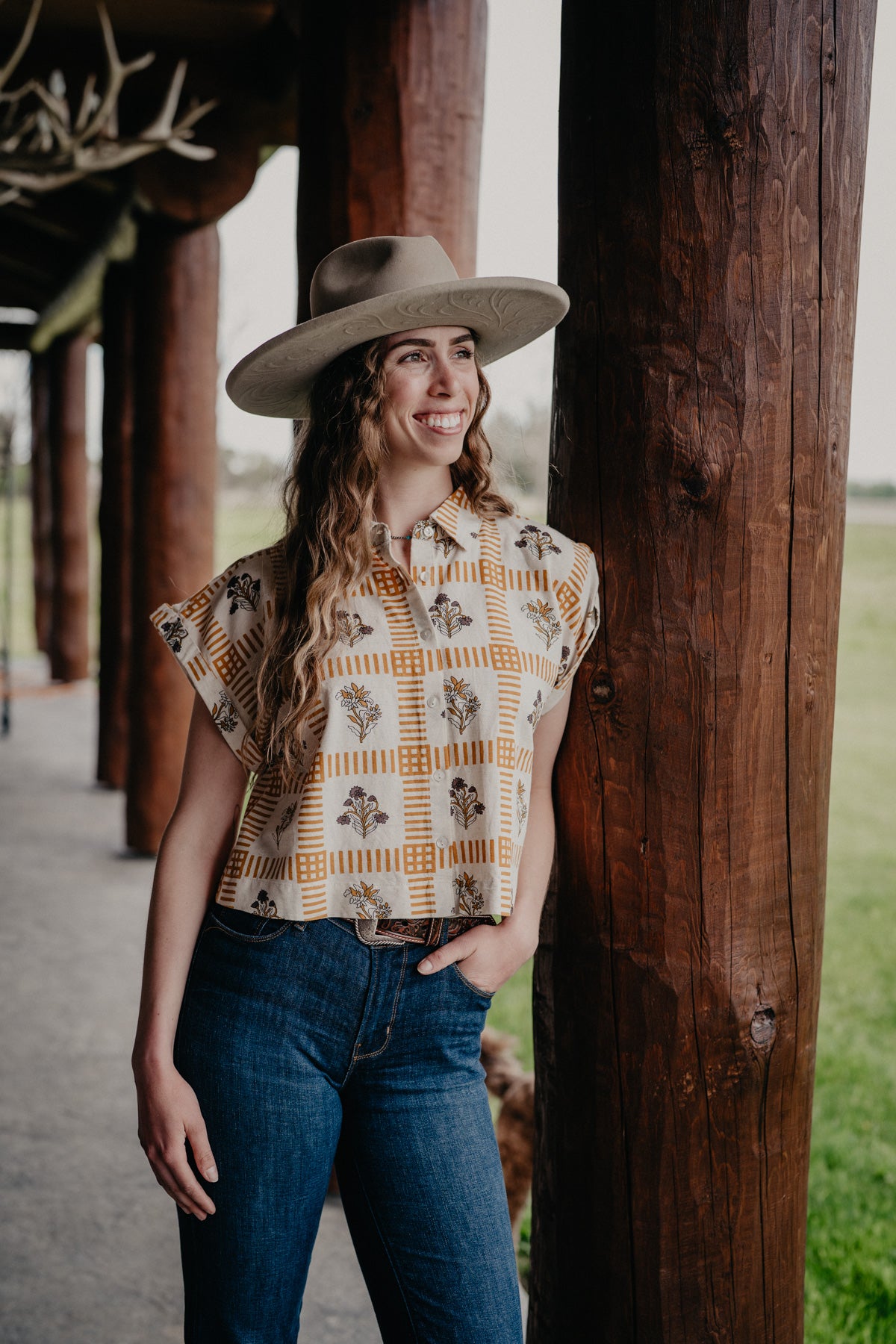 'Reese' Floral Block Print Camp Shirt (S - XXL)