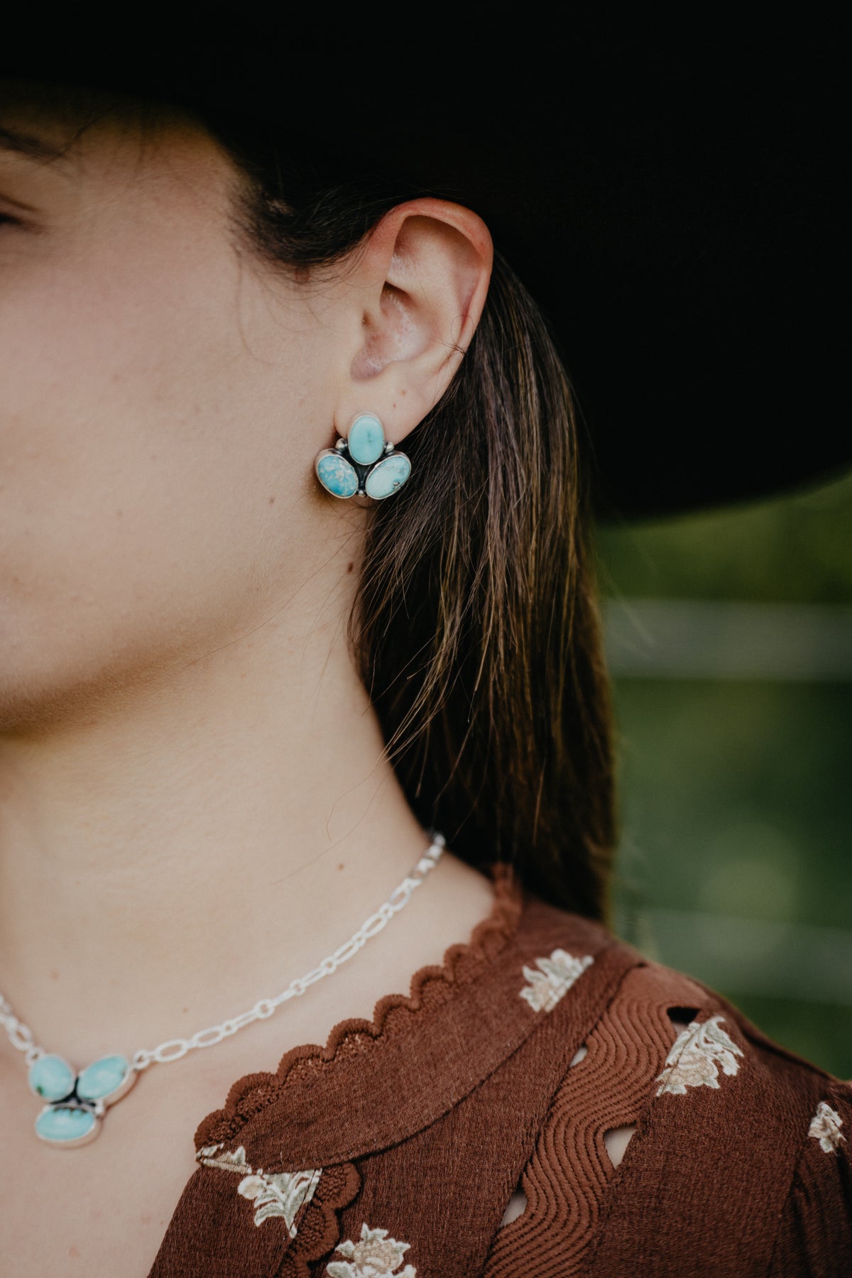 Statement 3 Turquoise Cluster Stud Earrings