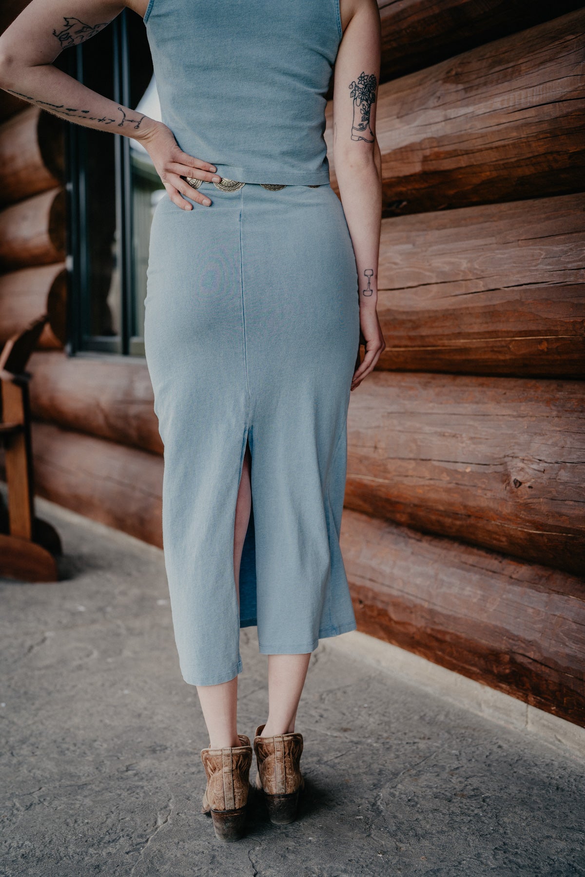 'Gail' Jersey Denim Ocnai Midi Skirt by Z Supply (XS-L)