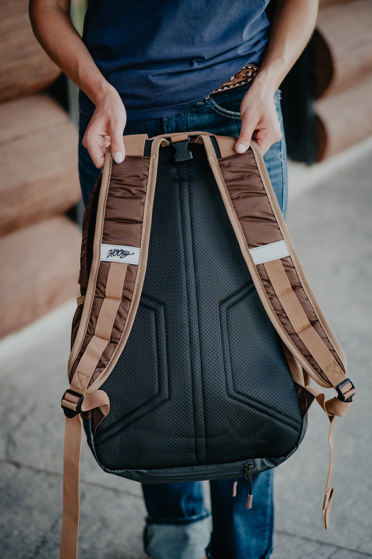 OX Hooey Backpack Brown Body w Tan Pocket/ Serape Accents