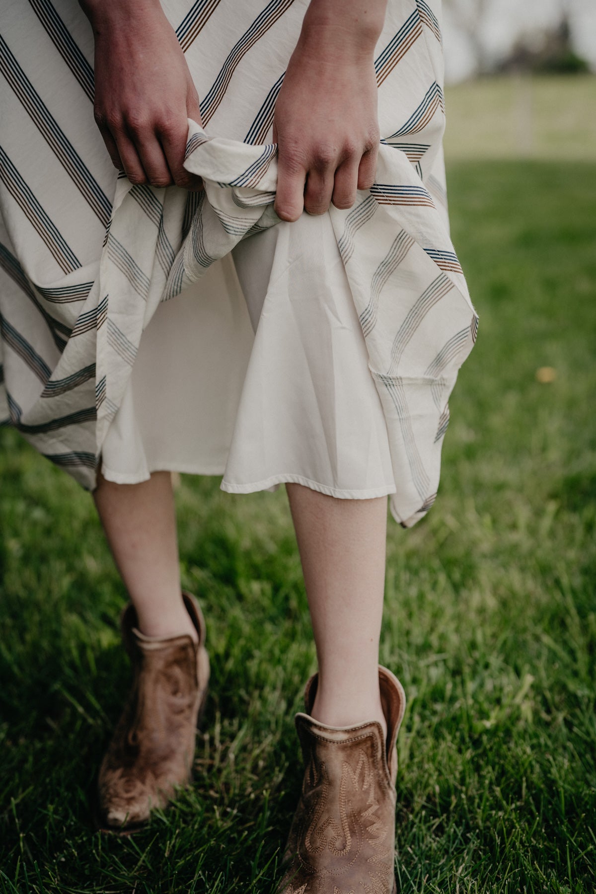 'Lana' Striped Belted Midi Dress (S-L)