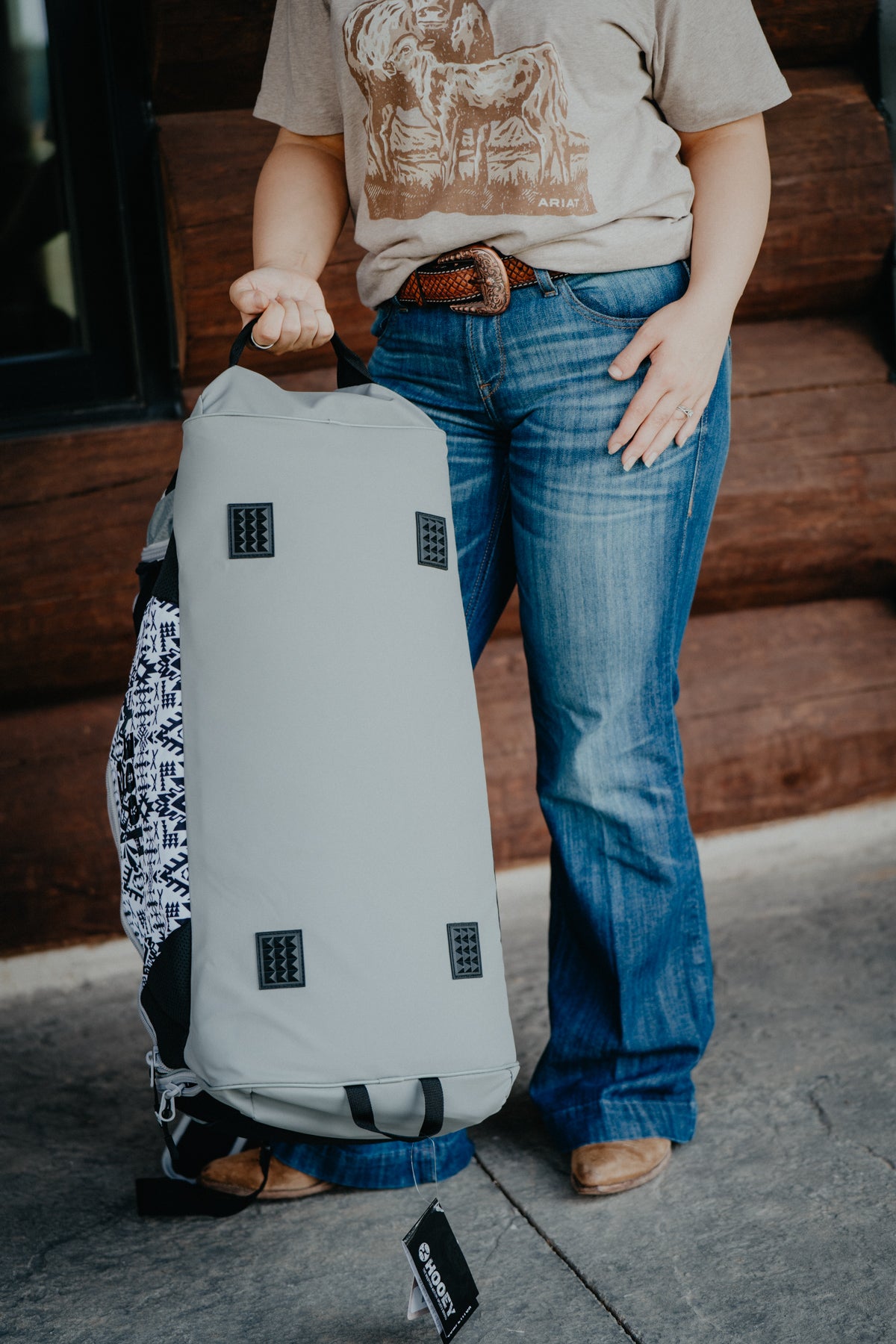 'Competitor' Hooey Black/Grey Duffle Bag with Aztec Pattern Accents