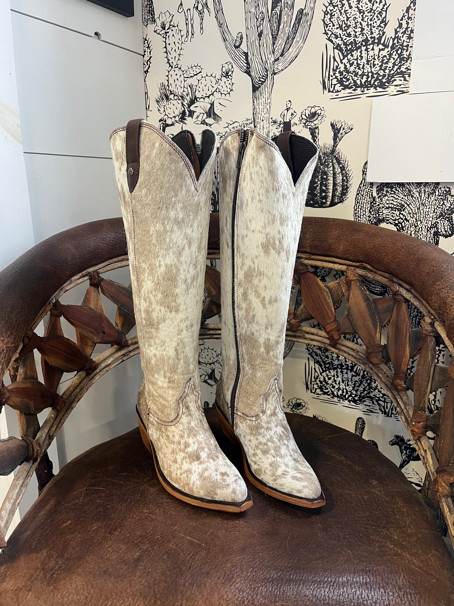 {Size 6 Regular Calf Width} 'Granizo Cafe' Tall Cowhide Boots by Liberty Black