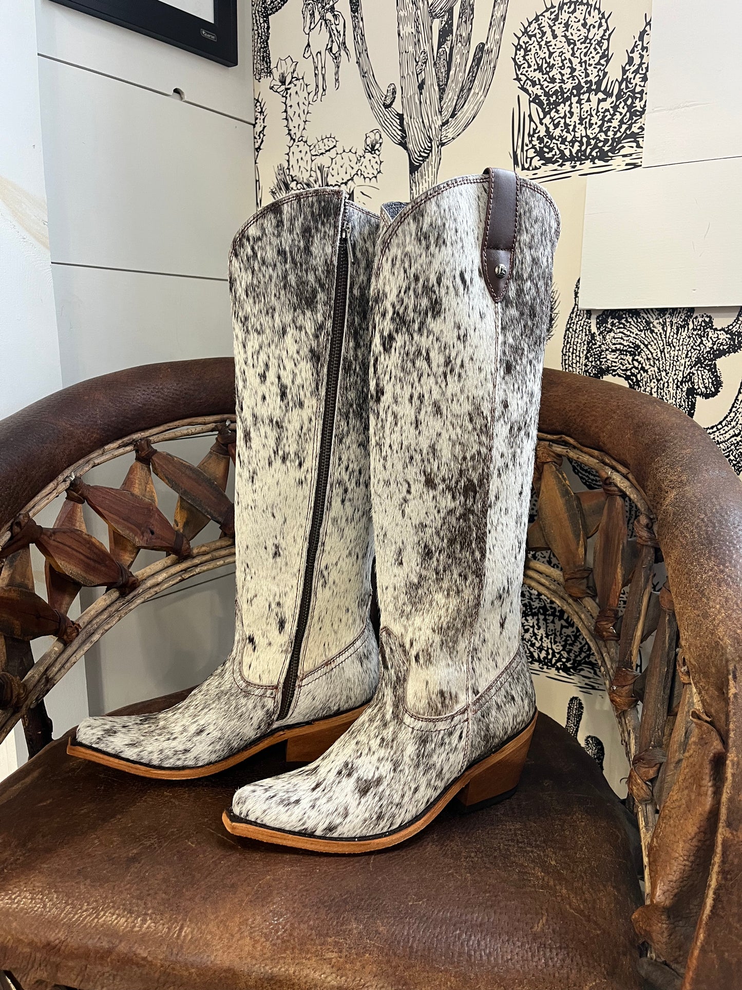 {Size 7 Regular Calf Width} 'Granizo Cafe' Tall Cowhide Boots by Liberty Black