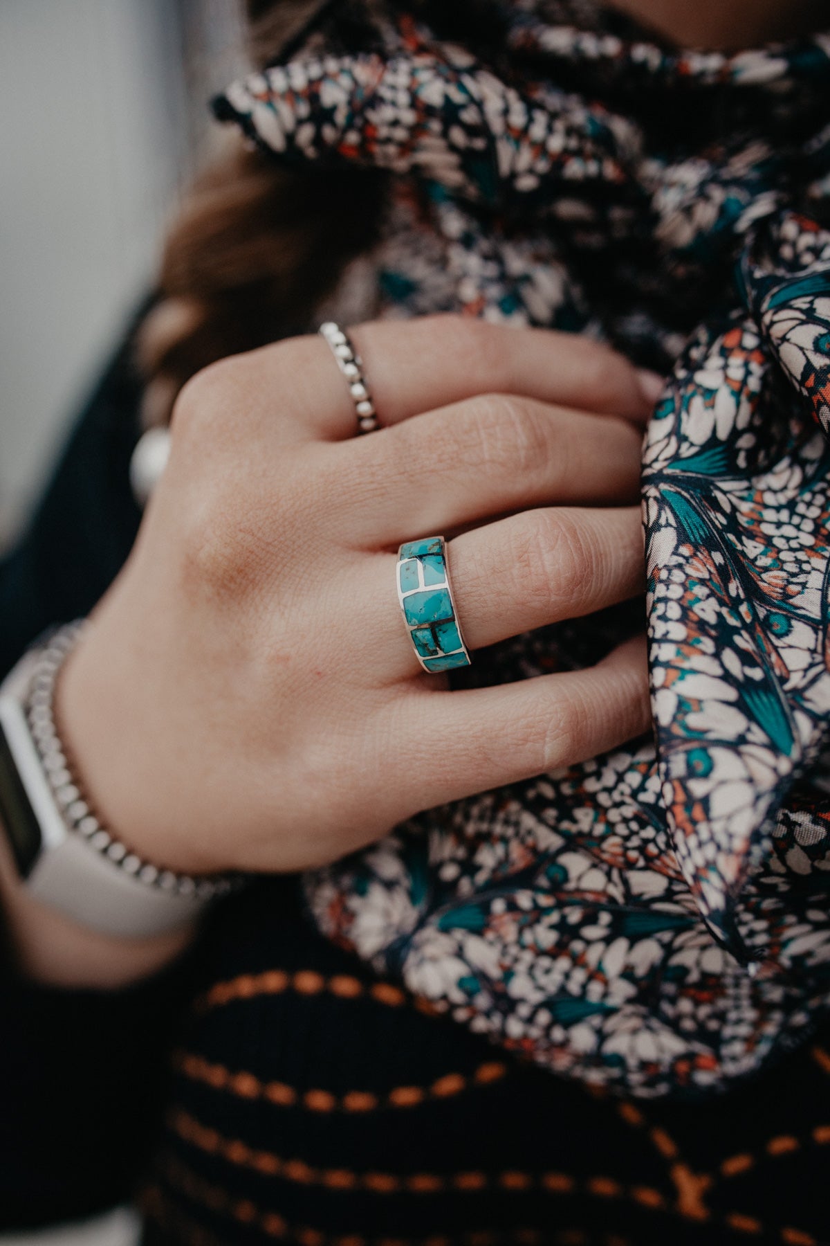 Sterling Silver & Turquoise Inlay Rings (Sizes 7-11)