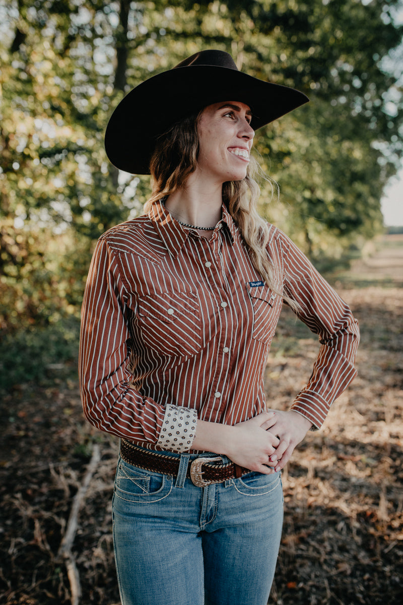 'Kyra' Burnt Rust Wrangler Pearl Snap (S-XXL)