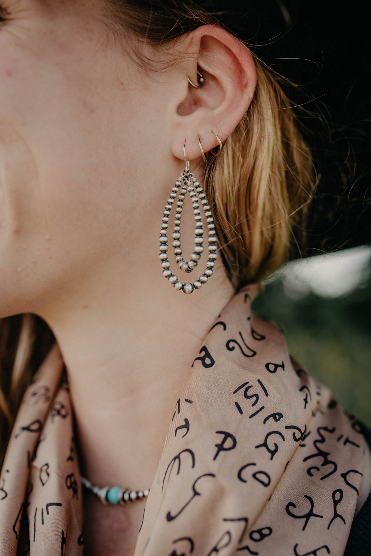Navajo Pearl Double Teardrop Earrings