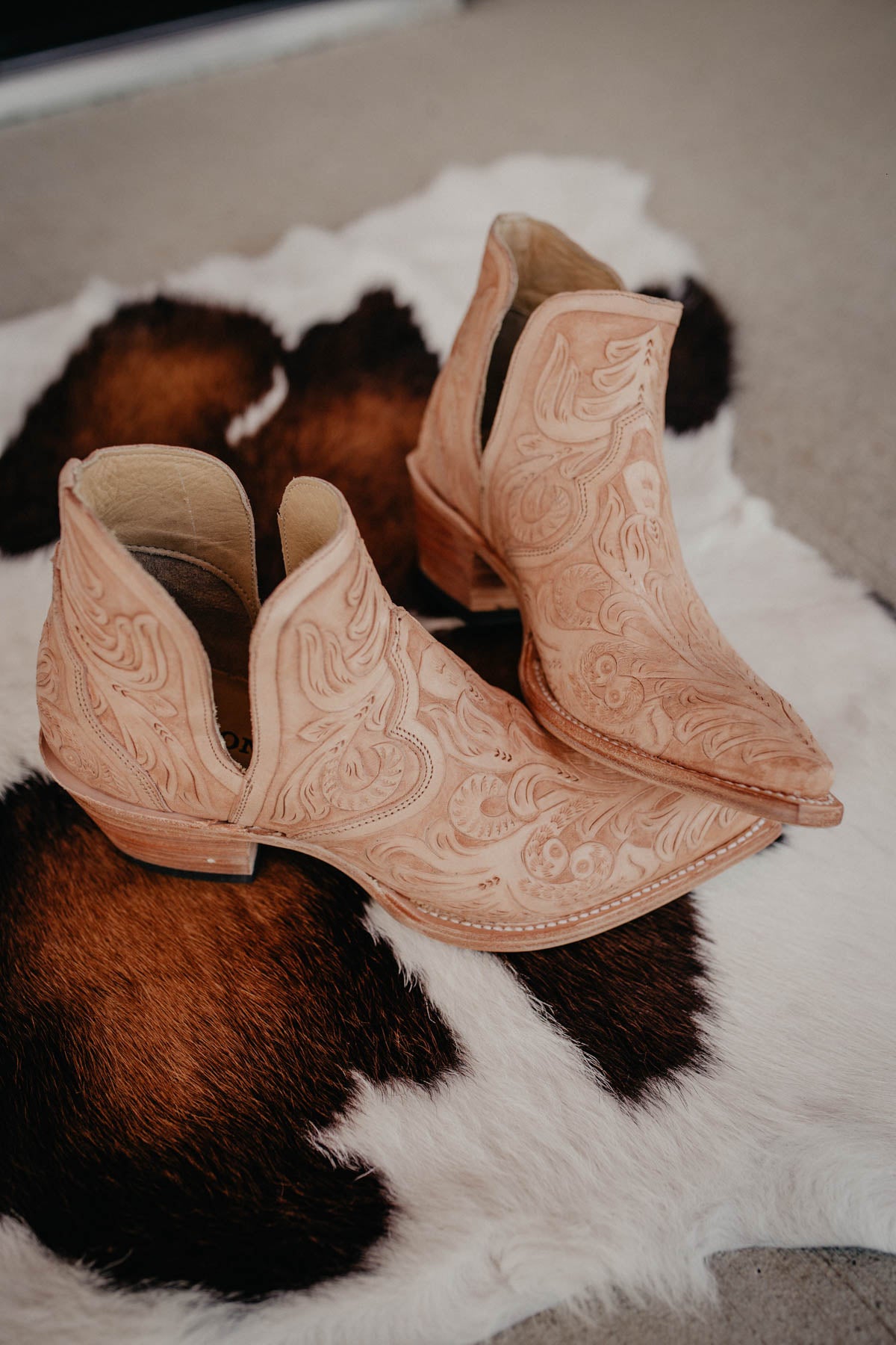 'Aviana' Stetson Fully Tooled Leather Snip Toe Ankle Booties (7.5- 11 Only)