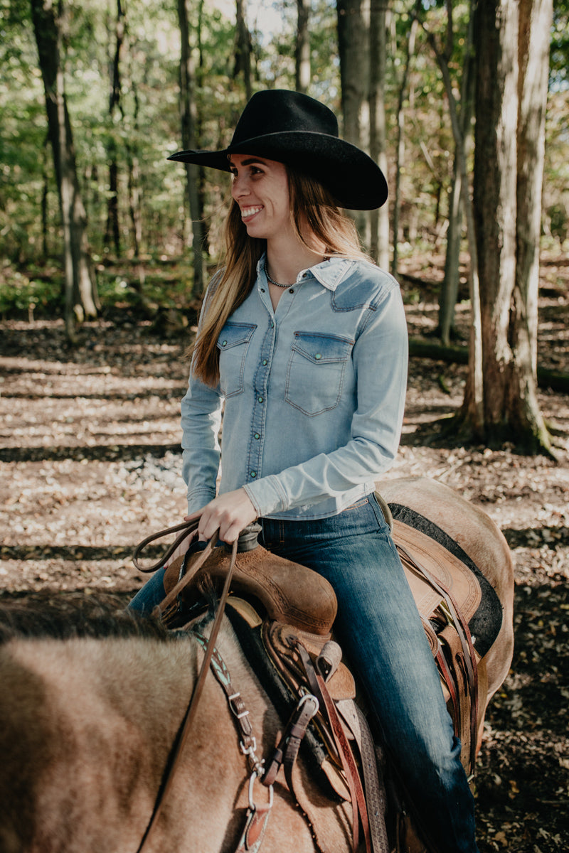 'Rayna' Light Wash Indigo Button Up by Kimes Ranch (S-XXL)