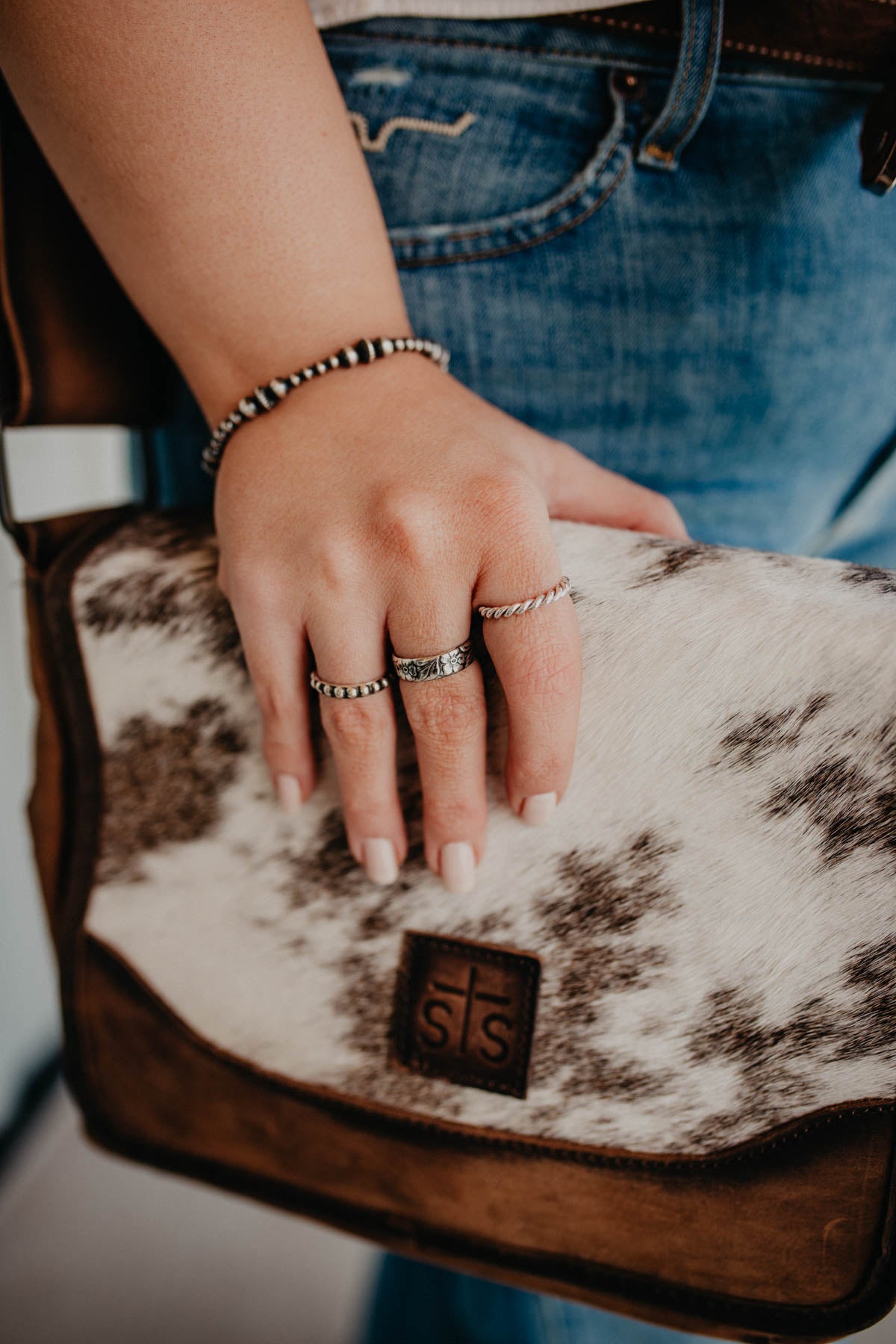Floral Stamped Sterling Stacker Ring (Sized)