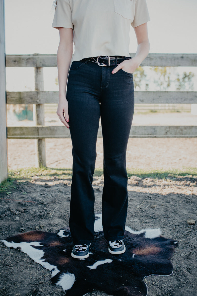 'Leighton' Black Bespoke Bootcut Jean by Wrangler (25-35)