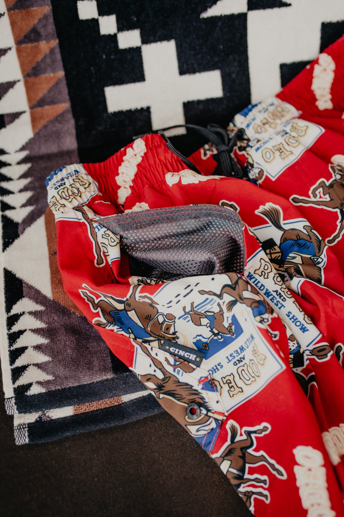 'Rodeo Boardshorts' Men's CINCH Red Swim Bottoms (S-XL)