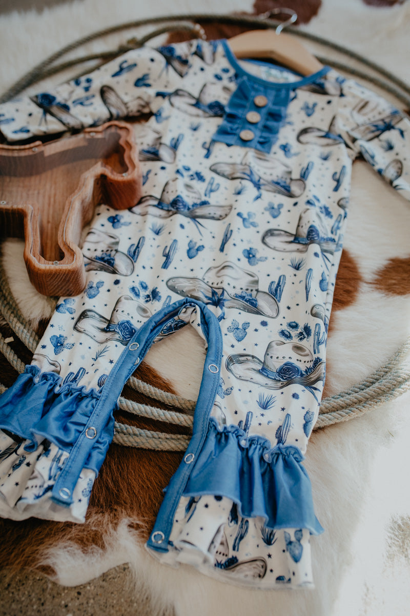 'Delilah' Rancher Cowgirl Long Sleeve Romper (Size 3-6M only)