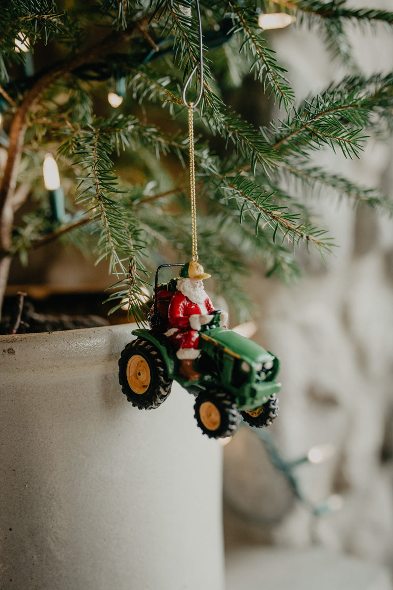 3.25" Resin John Deere Santa Ornament