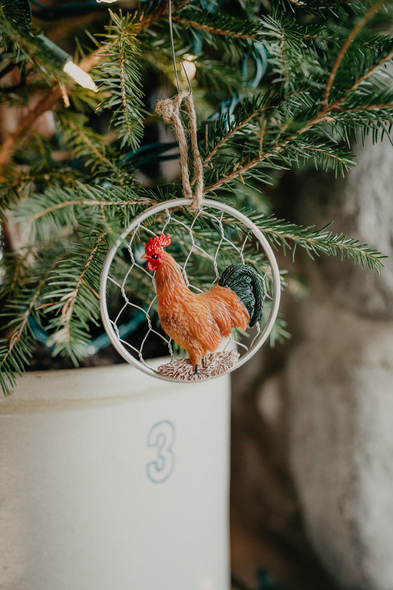 3.5" Resin Chicken on Wire Ornament (Two Options)