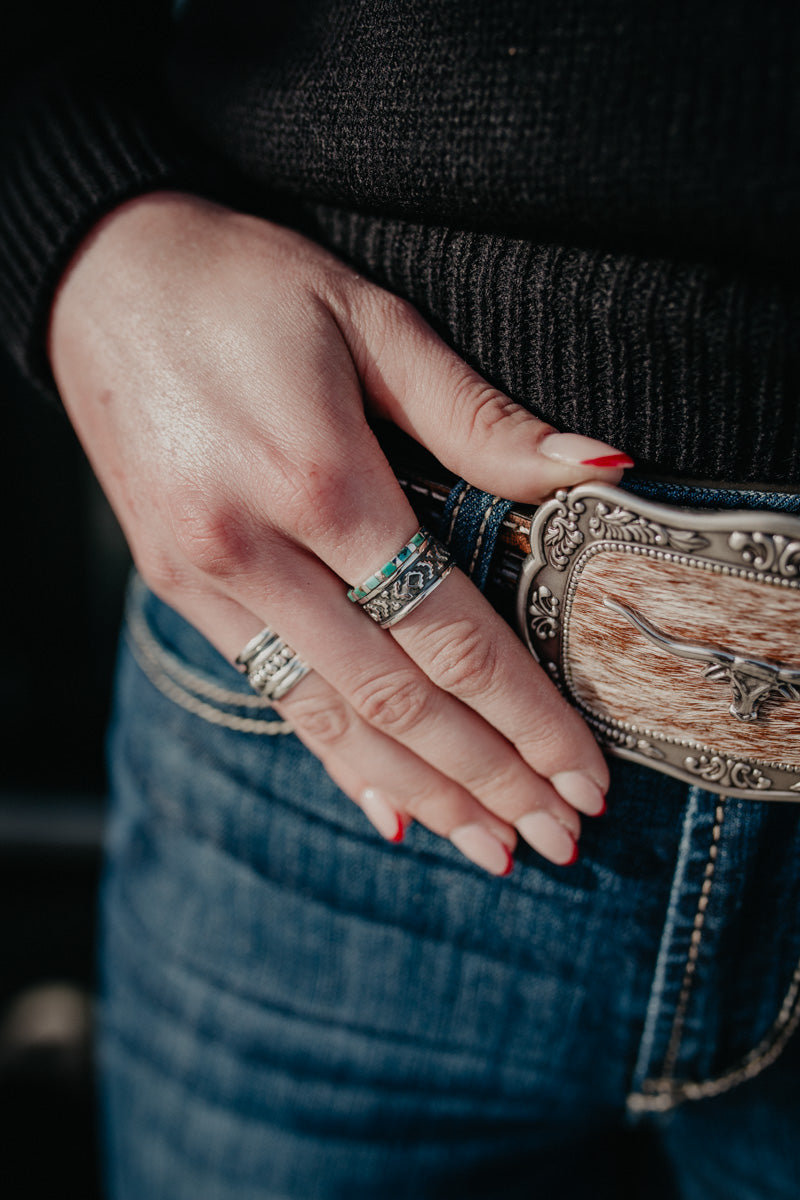 Turquoise Mini Inlay Stacker Ring (Sized)