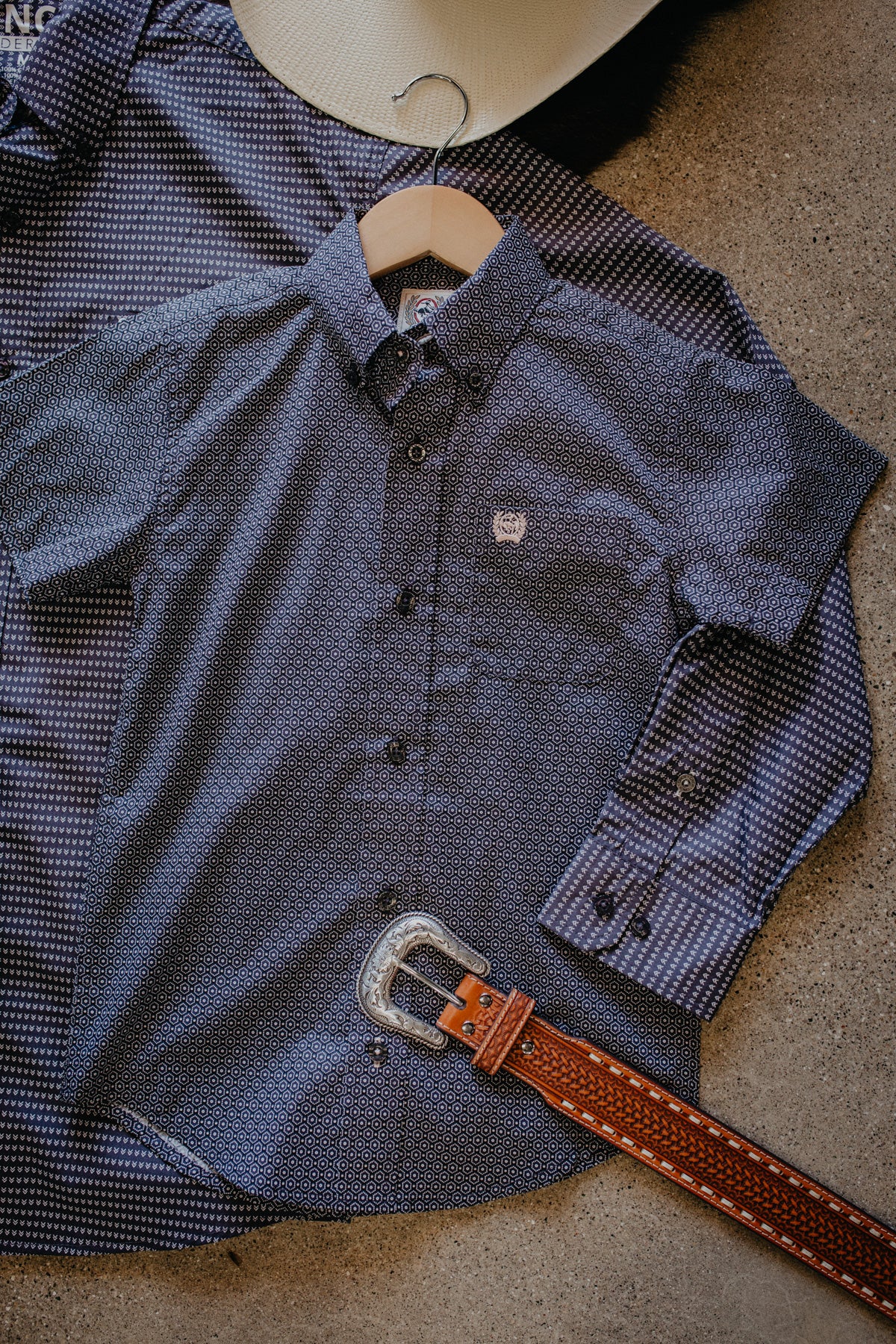 'Conway' Boy's Short Sleeve Gray Button Down (XS-XXL)