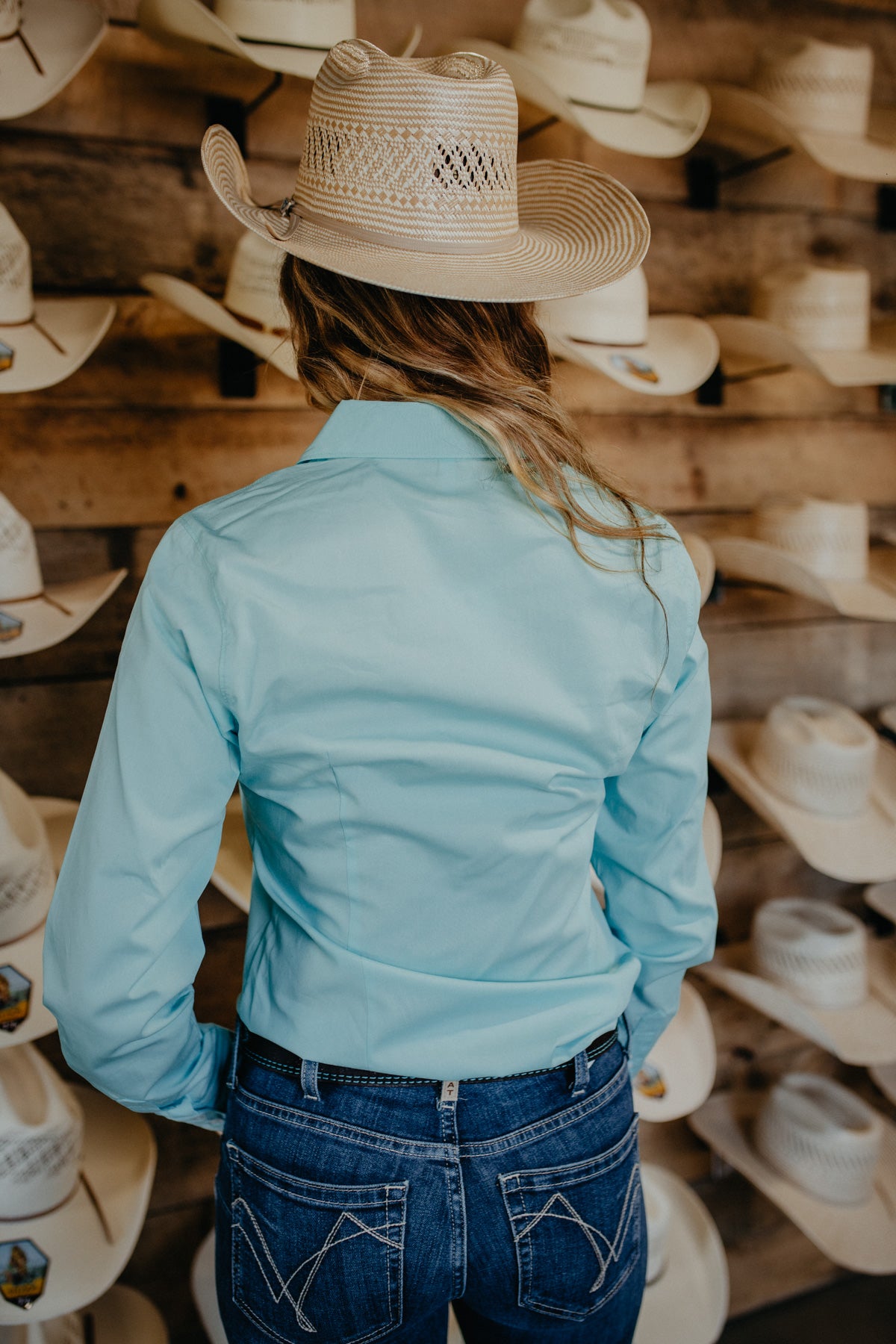 'Linda' Women's Solid Turquoise Long Sleeve Button Down (XS-XXL)