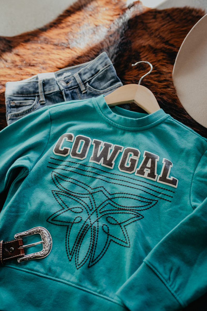 'Cowgal' Turquoise Girl's Sweatshirt By Cruel Denim (XS-XL)