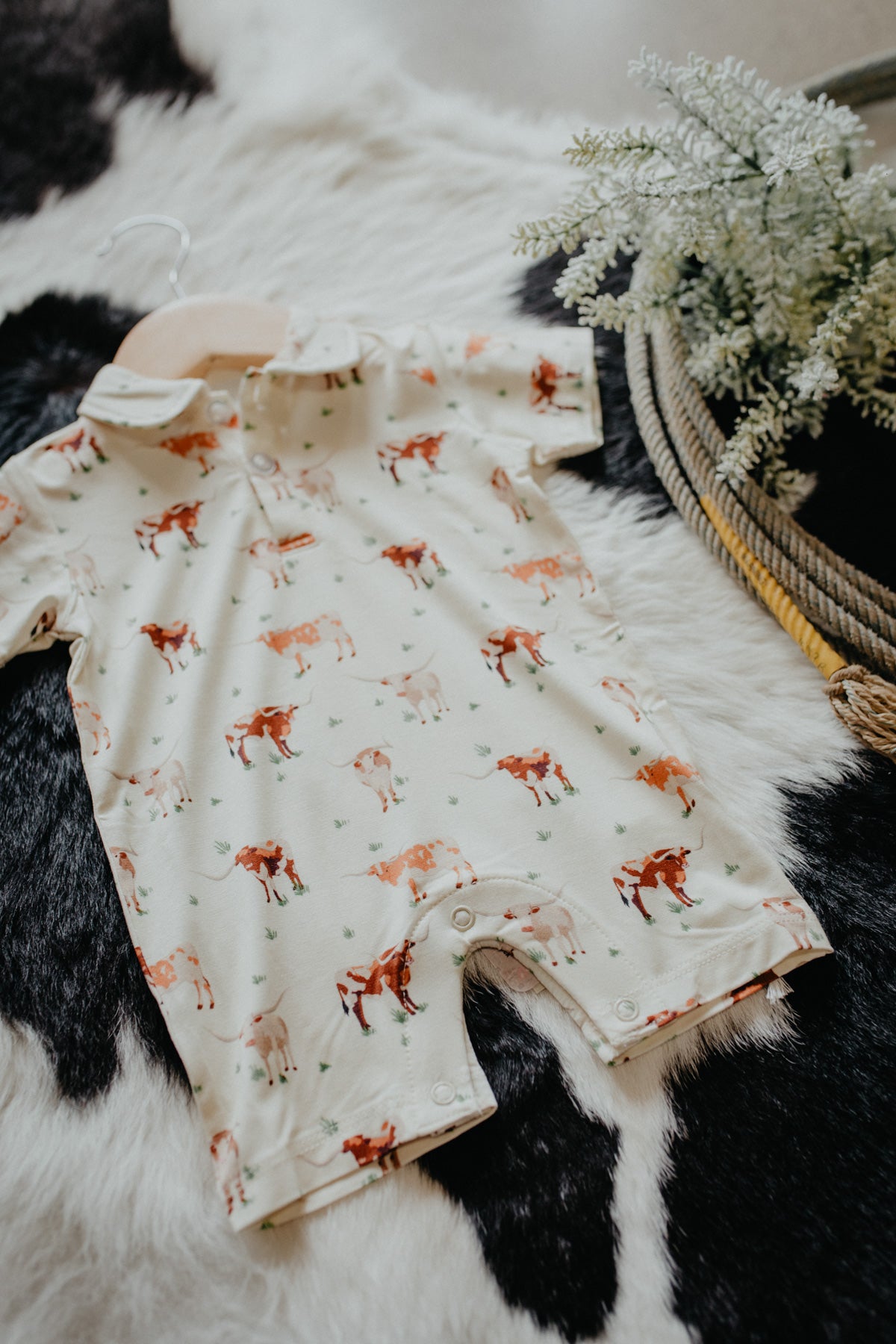 'Longhorn Cows' Polo (Romper & Shirt Options)