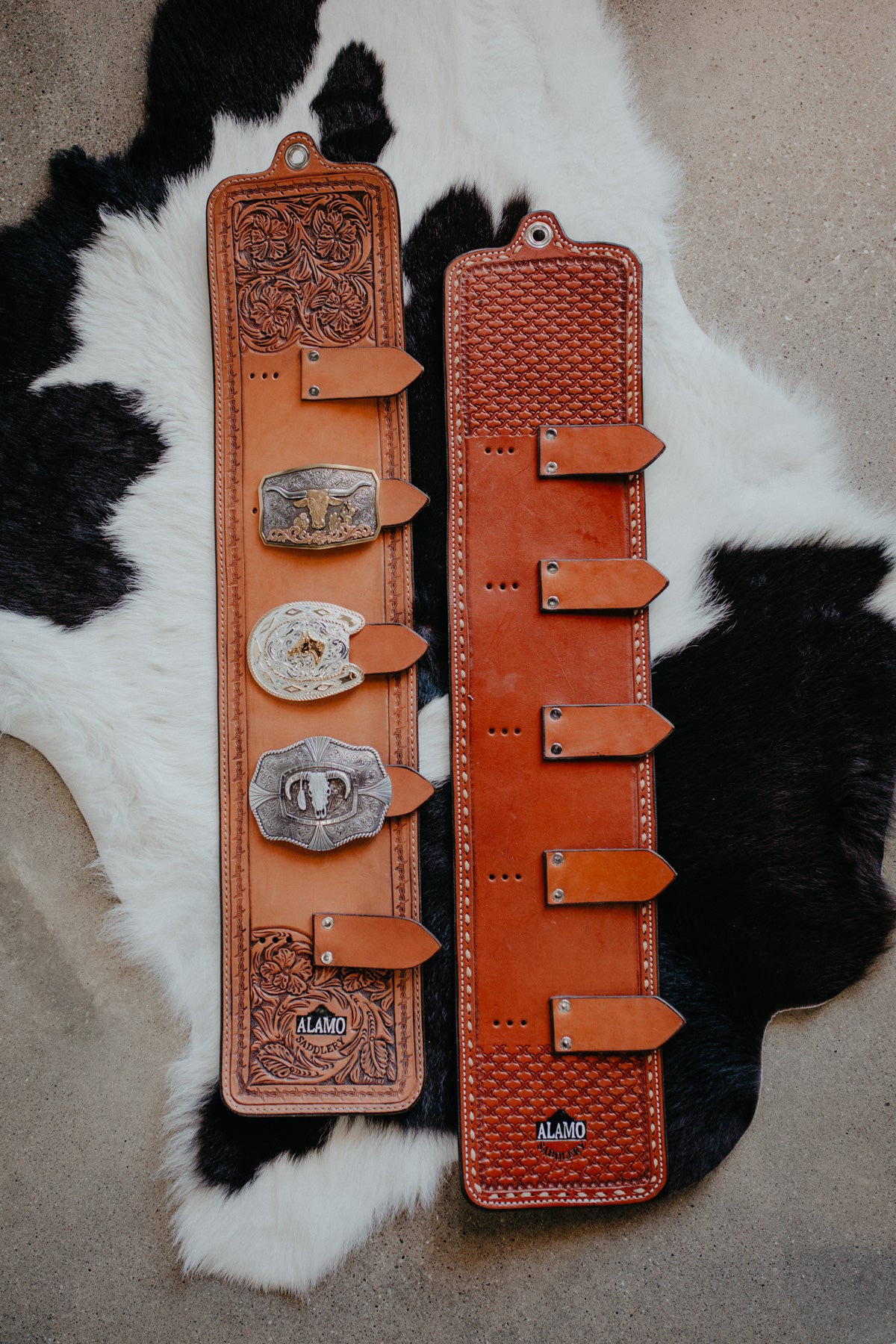 Tooled Leather Belt Buckle Holders (2 Designs)