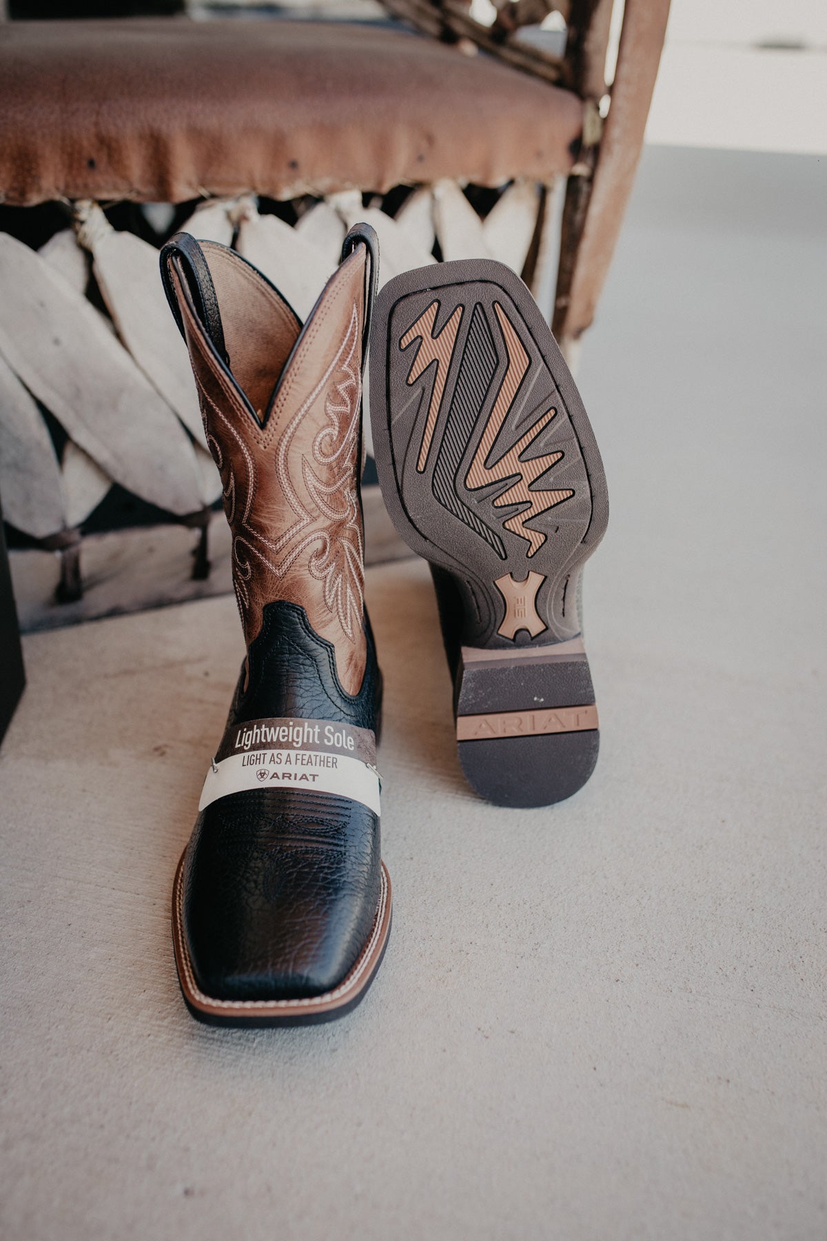 Men's 'Slingshot' Western Boot by Ariat {Black Adobe/Dark Tan} (9-13 D&EE)