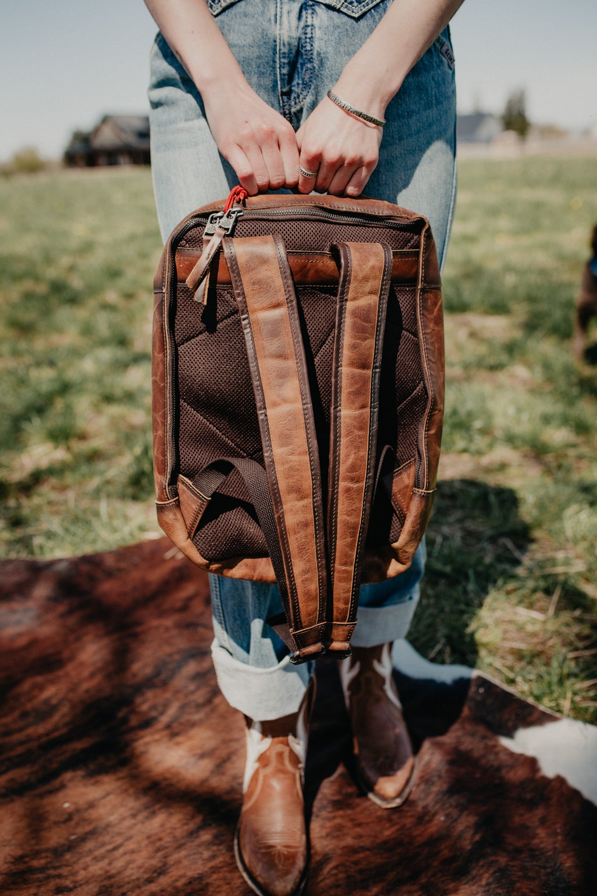 'Lennon' Vaquero Concho Cowhide Backpack