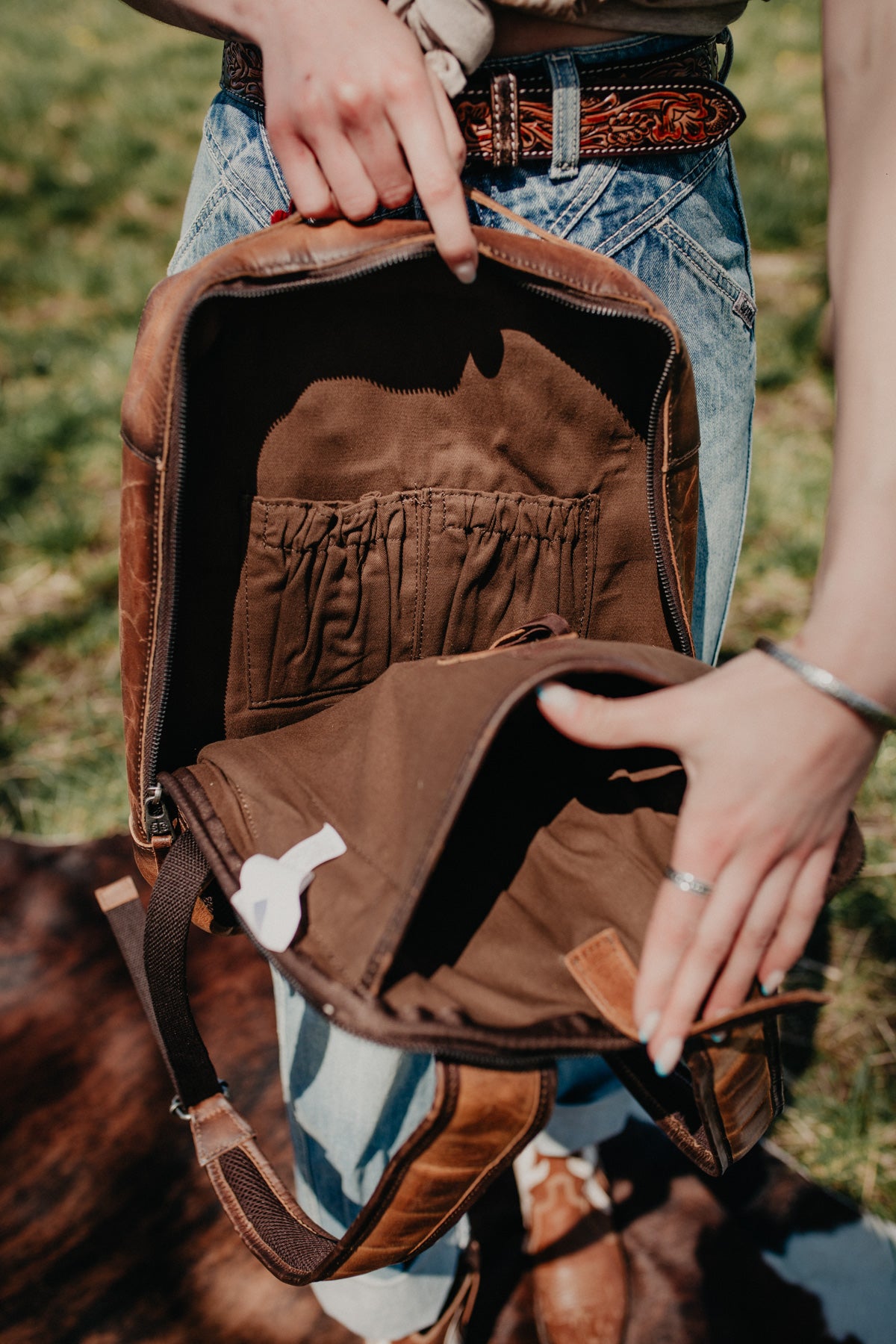 'Lennon' Vaquero Concho Cowhide Backpack