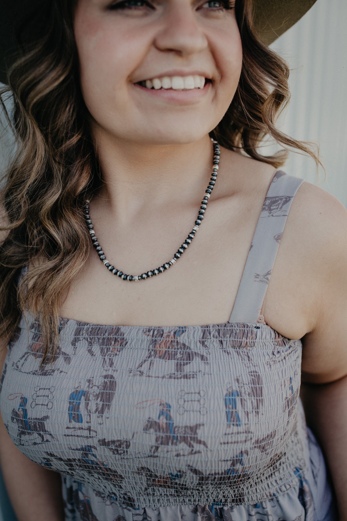 Mixed Navajo Pearl Etched Necklace