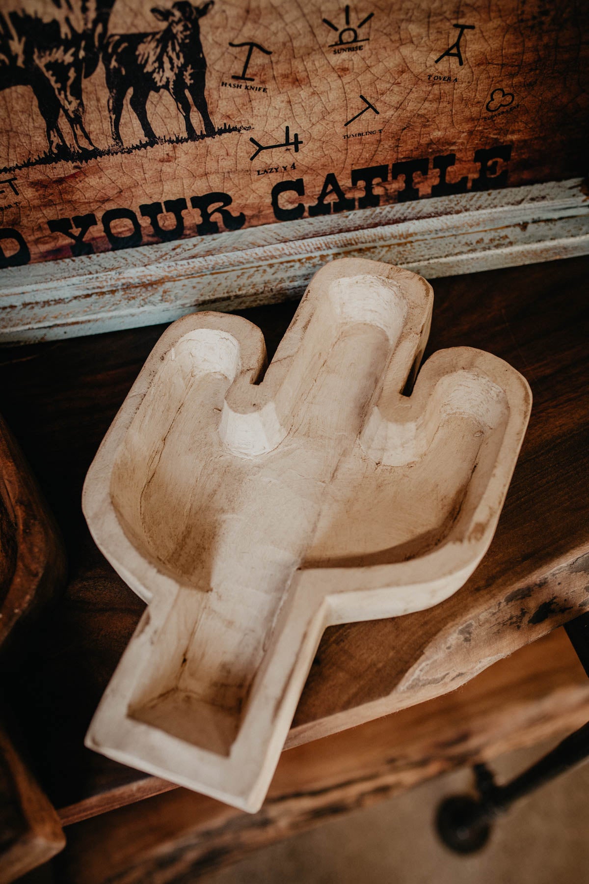 Cactus Shaped Wood Dough Bowl