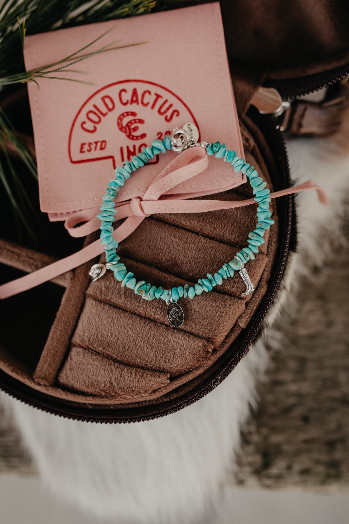 Exclusive CC Turquoise & Silver Western 3 Charm Bracelet