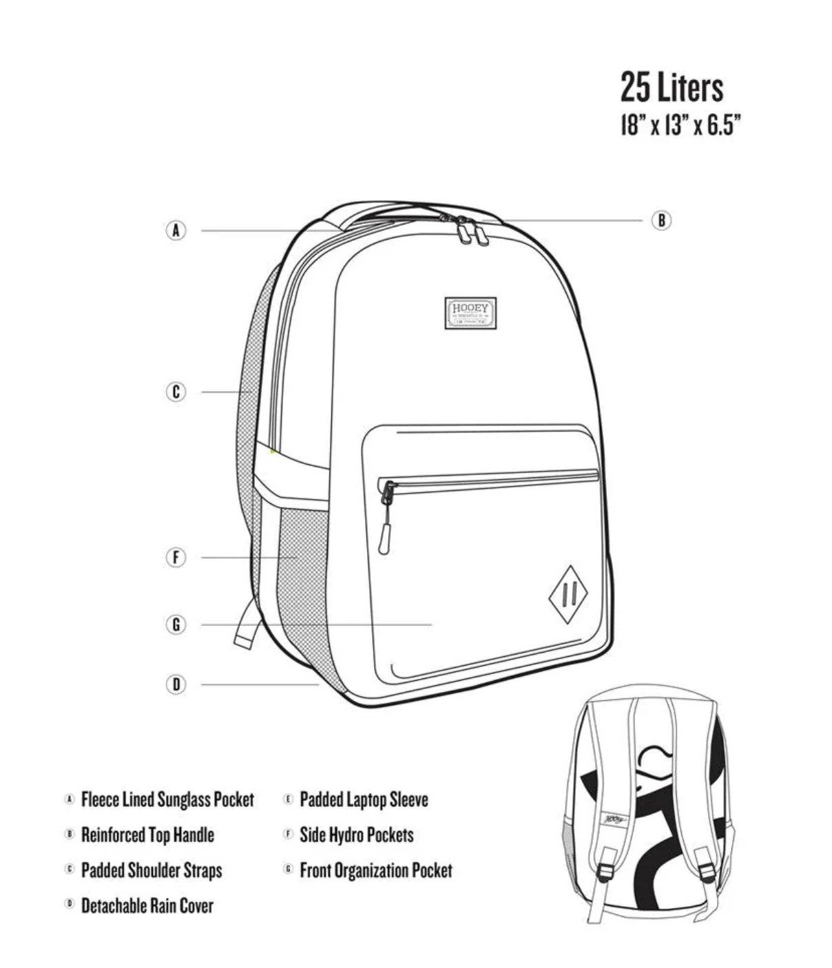 'Recess' Hooey Backpack - White / Black Print with Black Accents