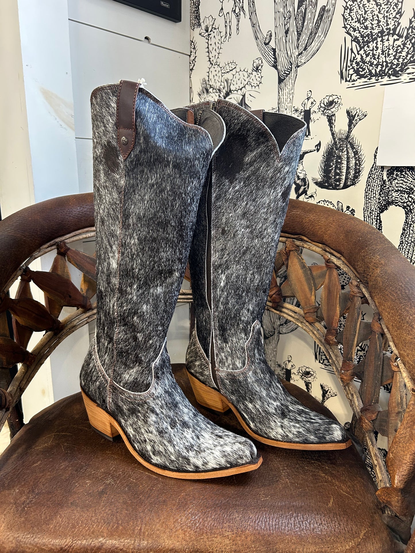 {Size 11 WIDE Calf Width} 'Granizo Cafe' Tall Cowhide Boots by Liberty Black