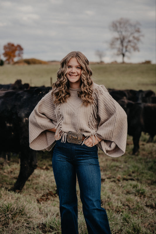 'Alexa' Women's Poncho Sweater Oatmeal Heather (XS-XXL)